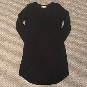 Synergy Black Long Sleeve Dress - Women's Small - Cotton Spandex - Roll Sleeve